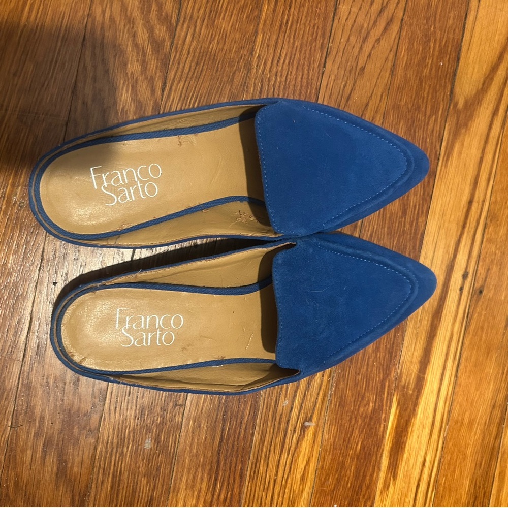 Franco Sarto Women's Royal Blue Suede Mules